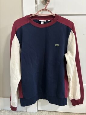 Lacoste Navy Blue and Burgundy Classic Fit Sweatshirt